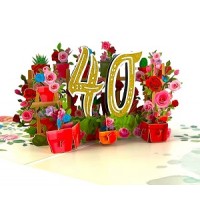 BC Worldwide Ltd handmade 3D pop up card 40 forty happy birthday rose flower 
